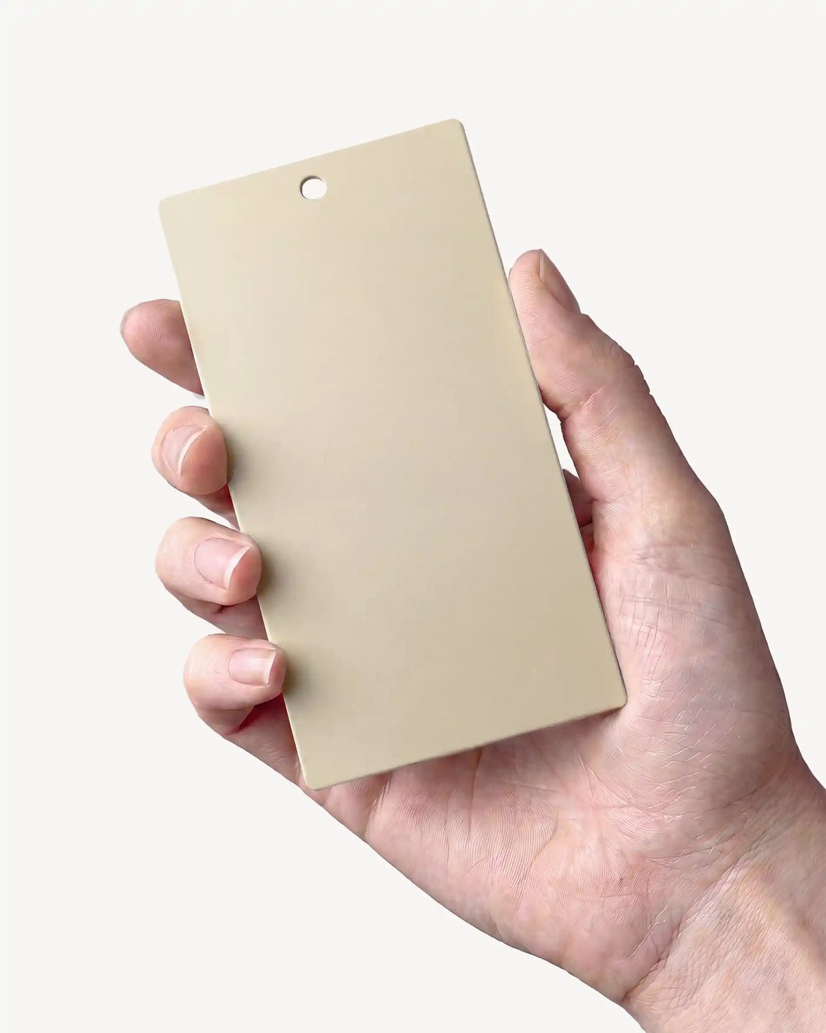 Hand holding a Beige Cream PILOTIS color sample