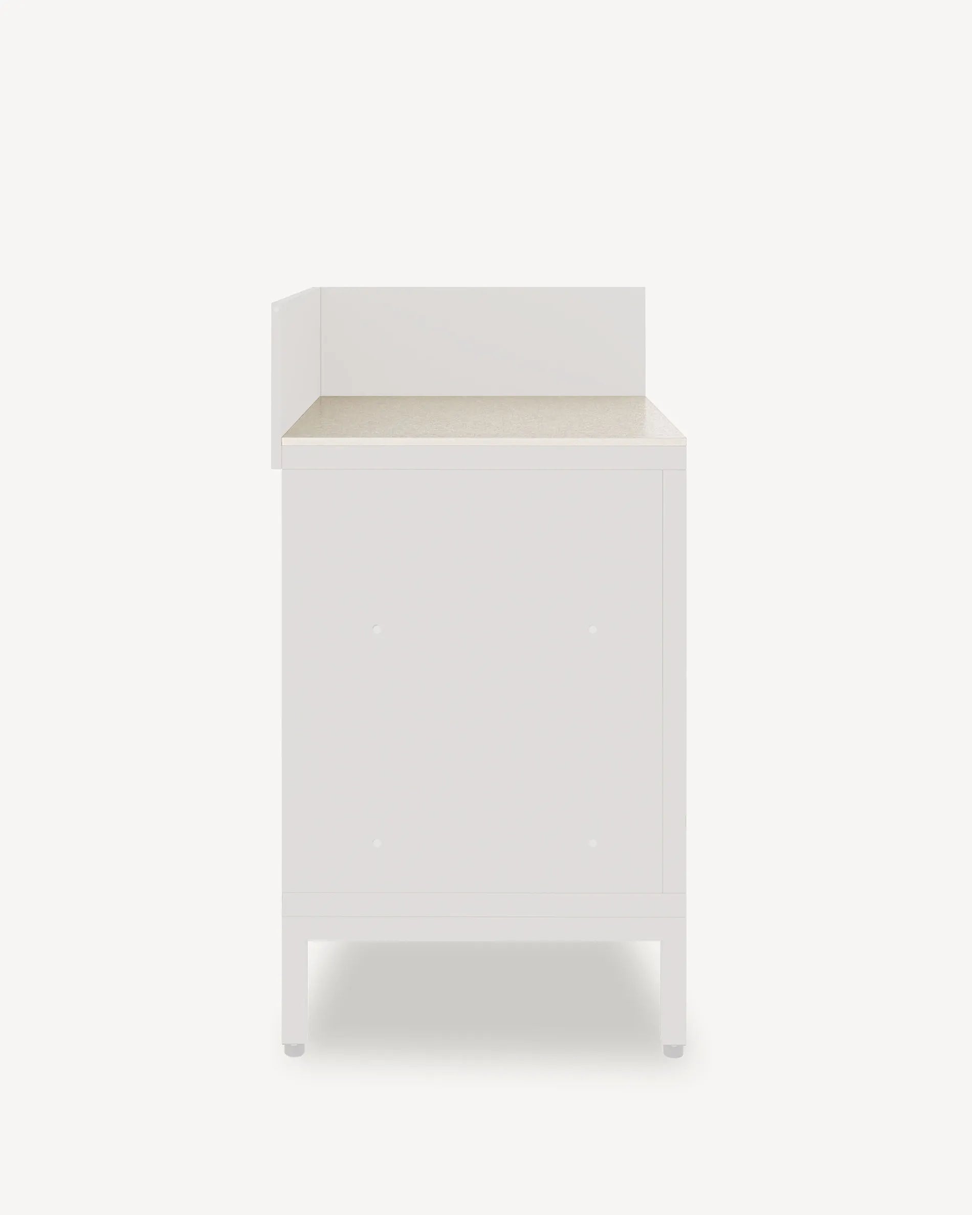 PILOTIS corner unit with beige cream top and front, packshot on white background