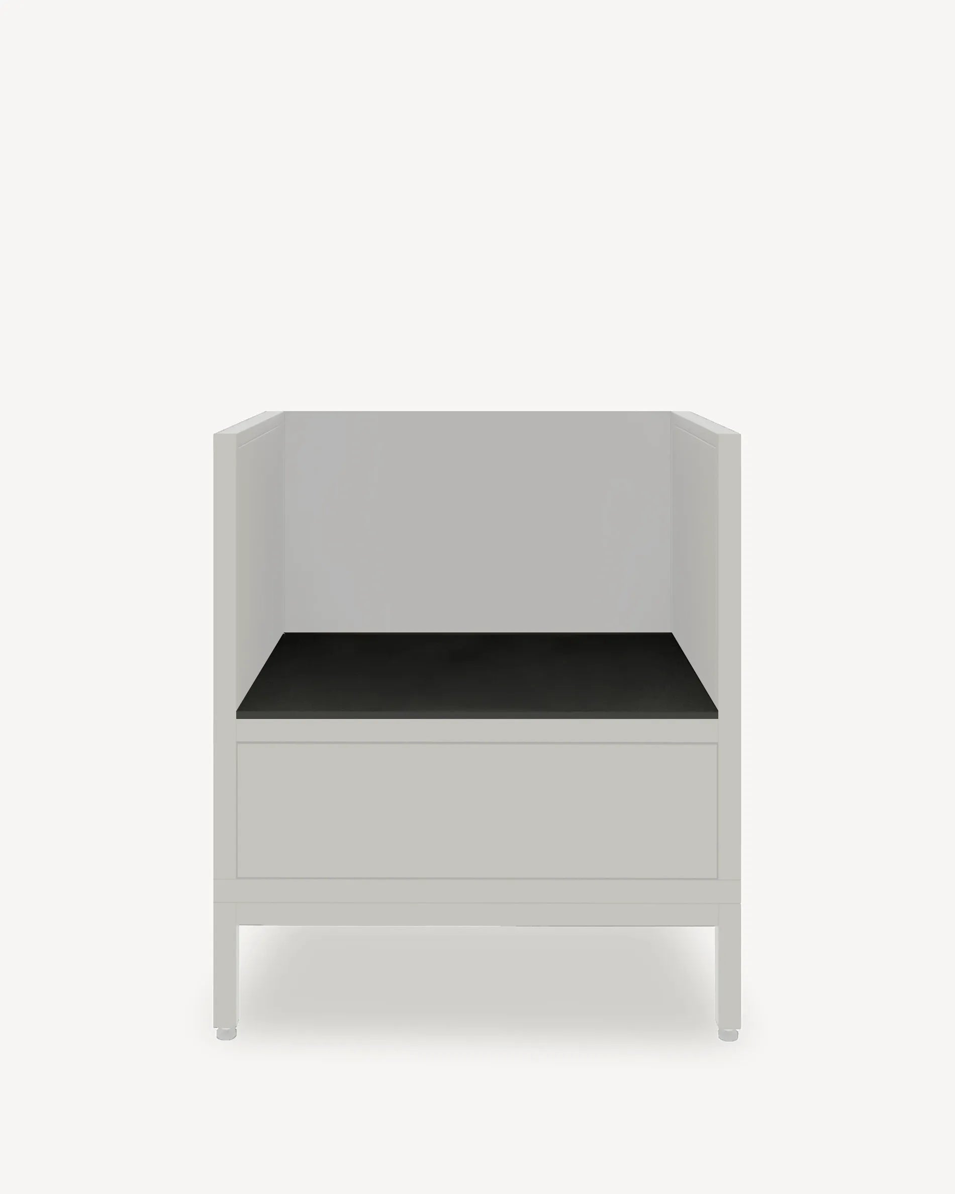 PILOTIS Kamado Module Base with Black Shelf and Grey Front, packshot on white background