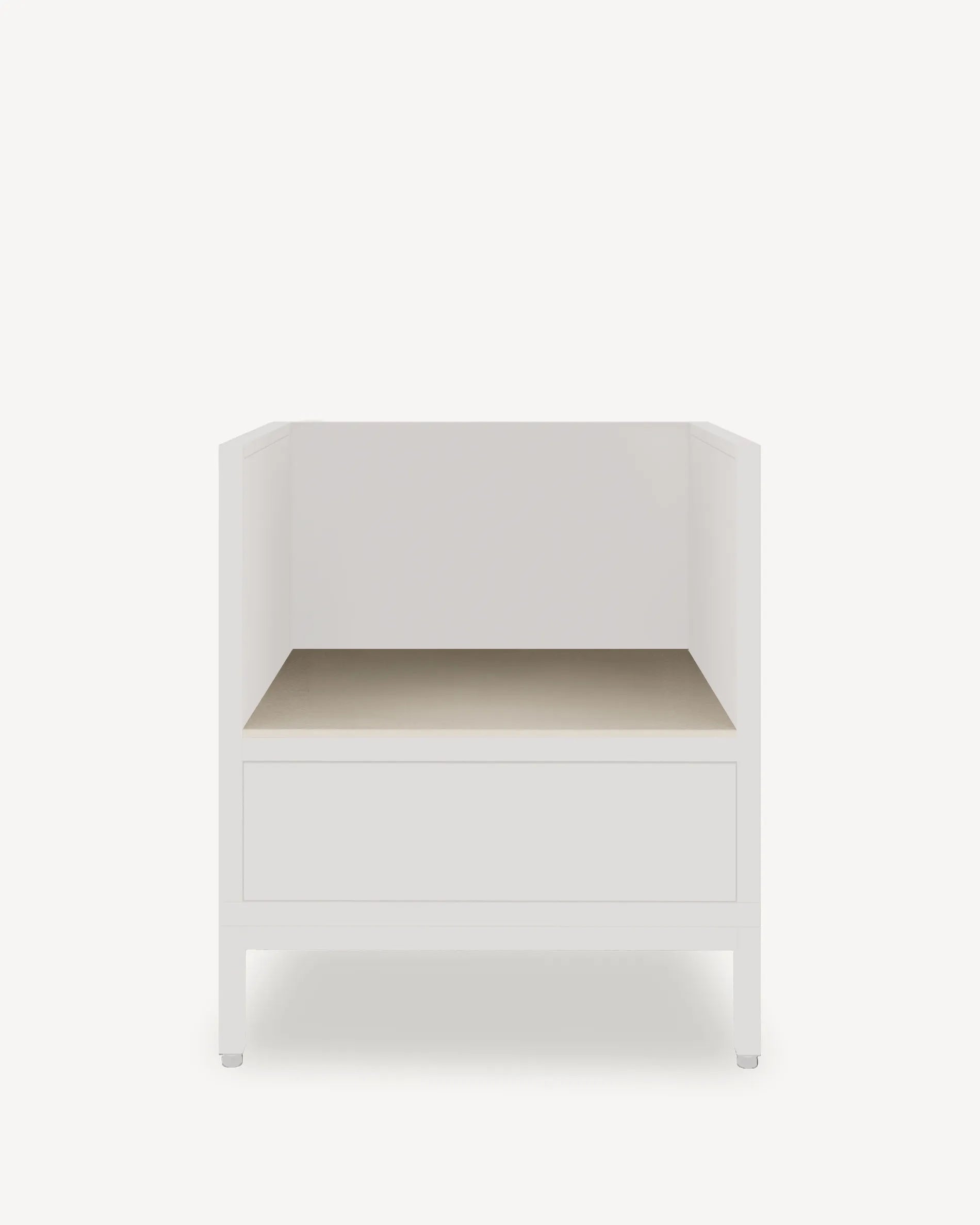 PILOTIS Kamado Module Base with Shelf and Cream Beige Front, packshot on white background