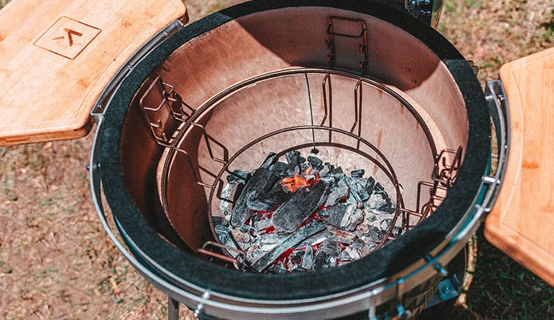 Inside of kamado fire bowl