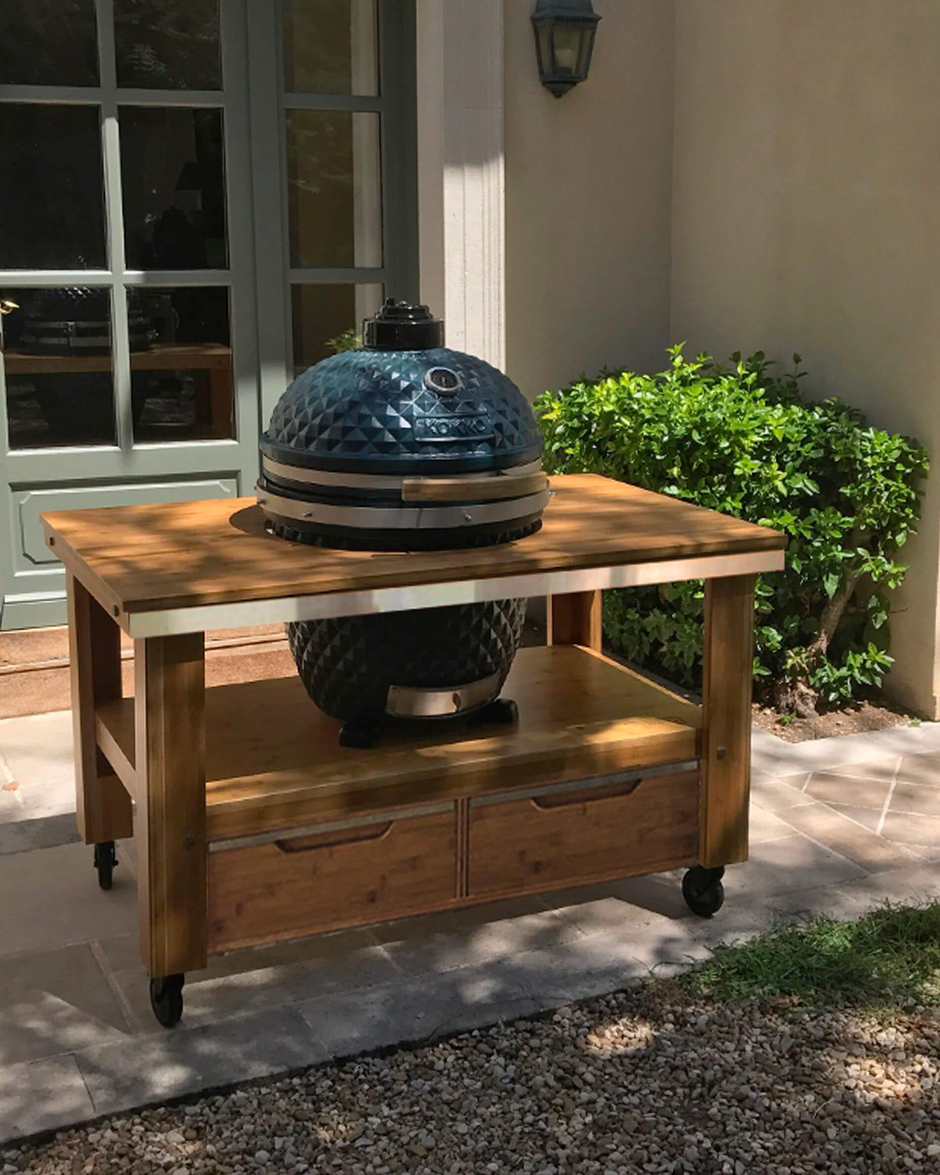 Wooden cart with drawers