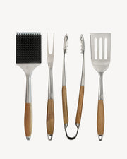 Quatre ustensiles inox et bambou