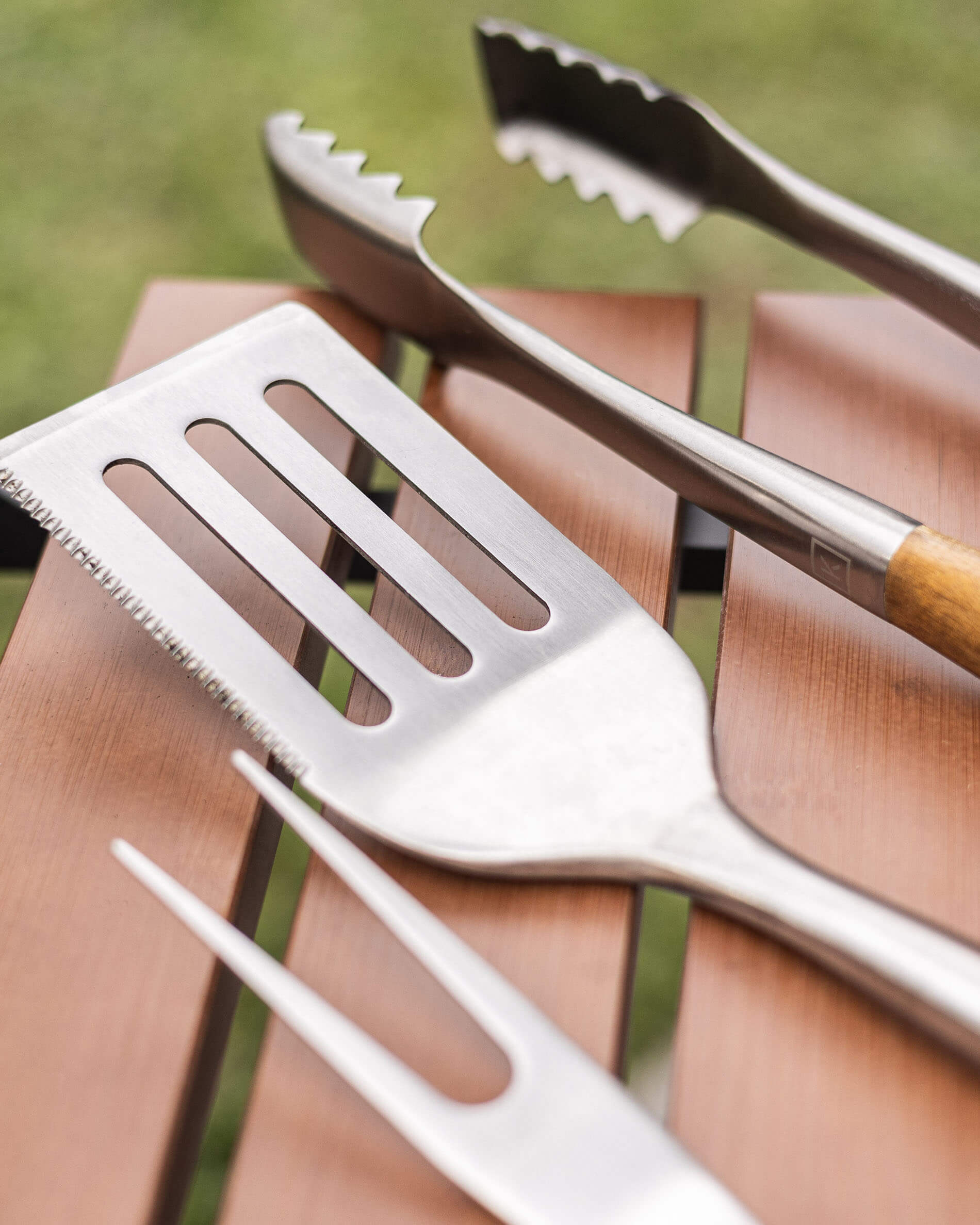 Stainless steel and bamboo utensils