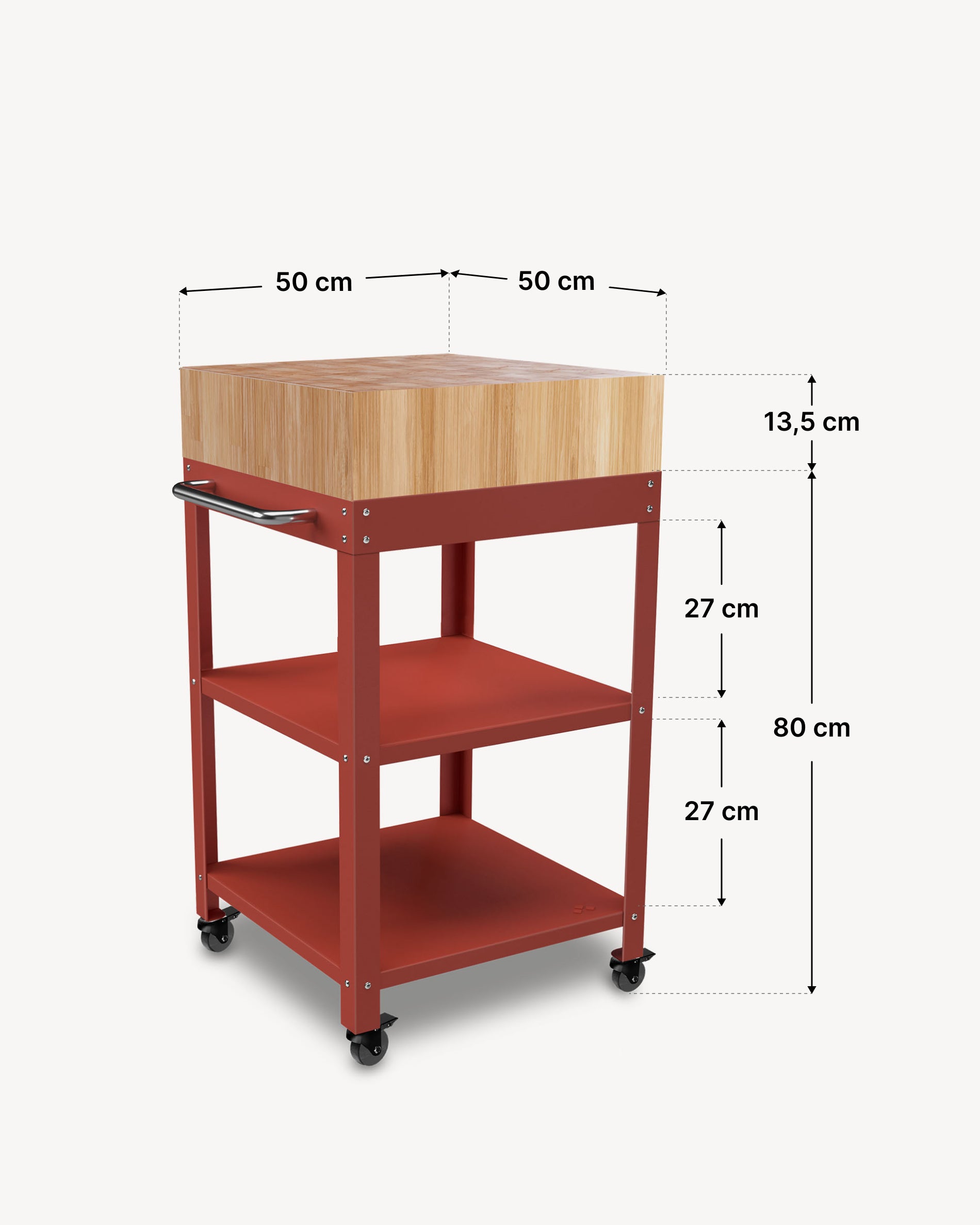 Dimensions of metal side table 50x50 with butcher block