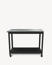 Black metal and stainless steel side table