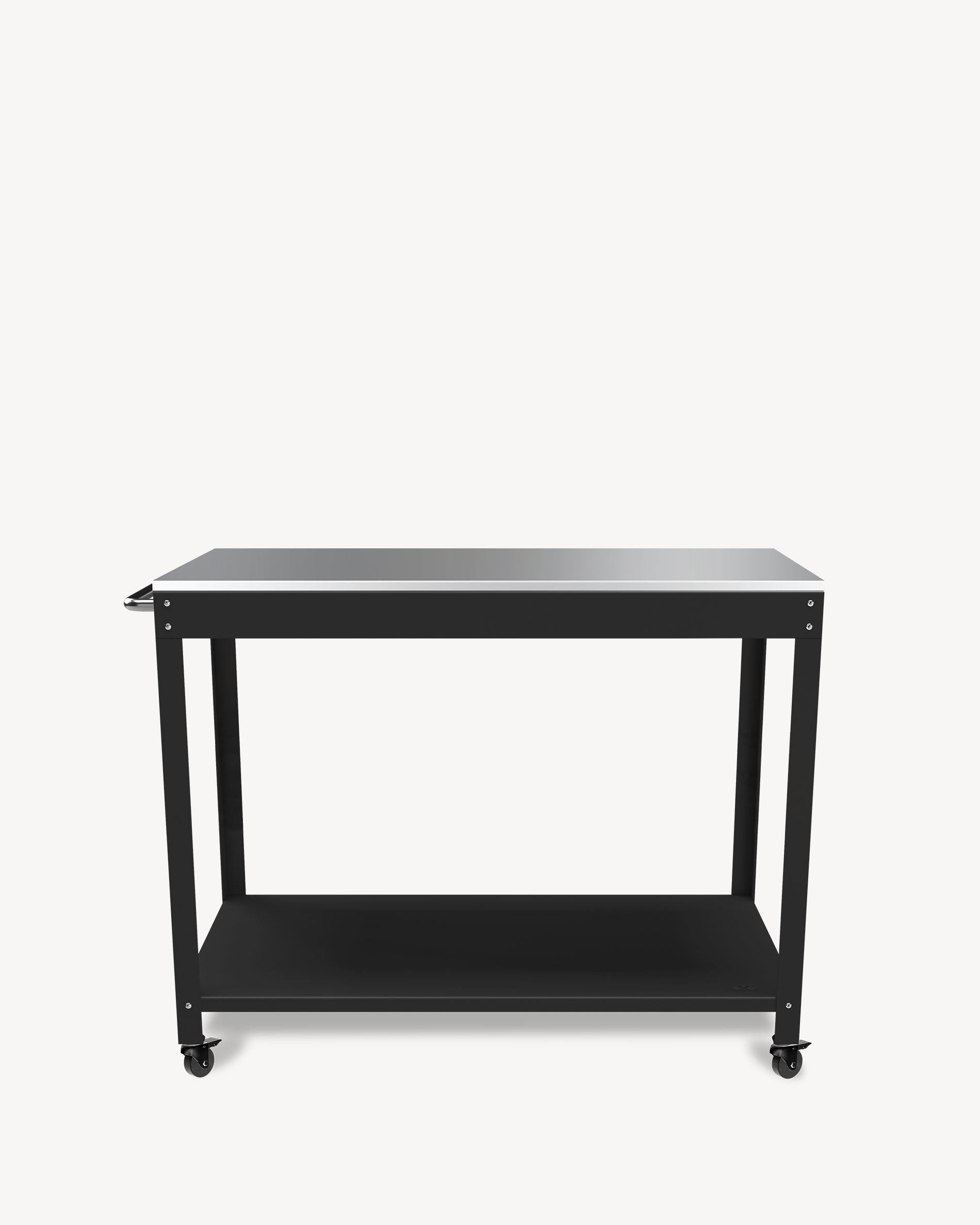 Black metal and stainless steel side table