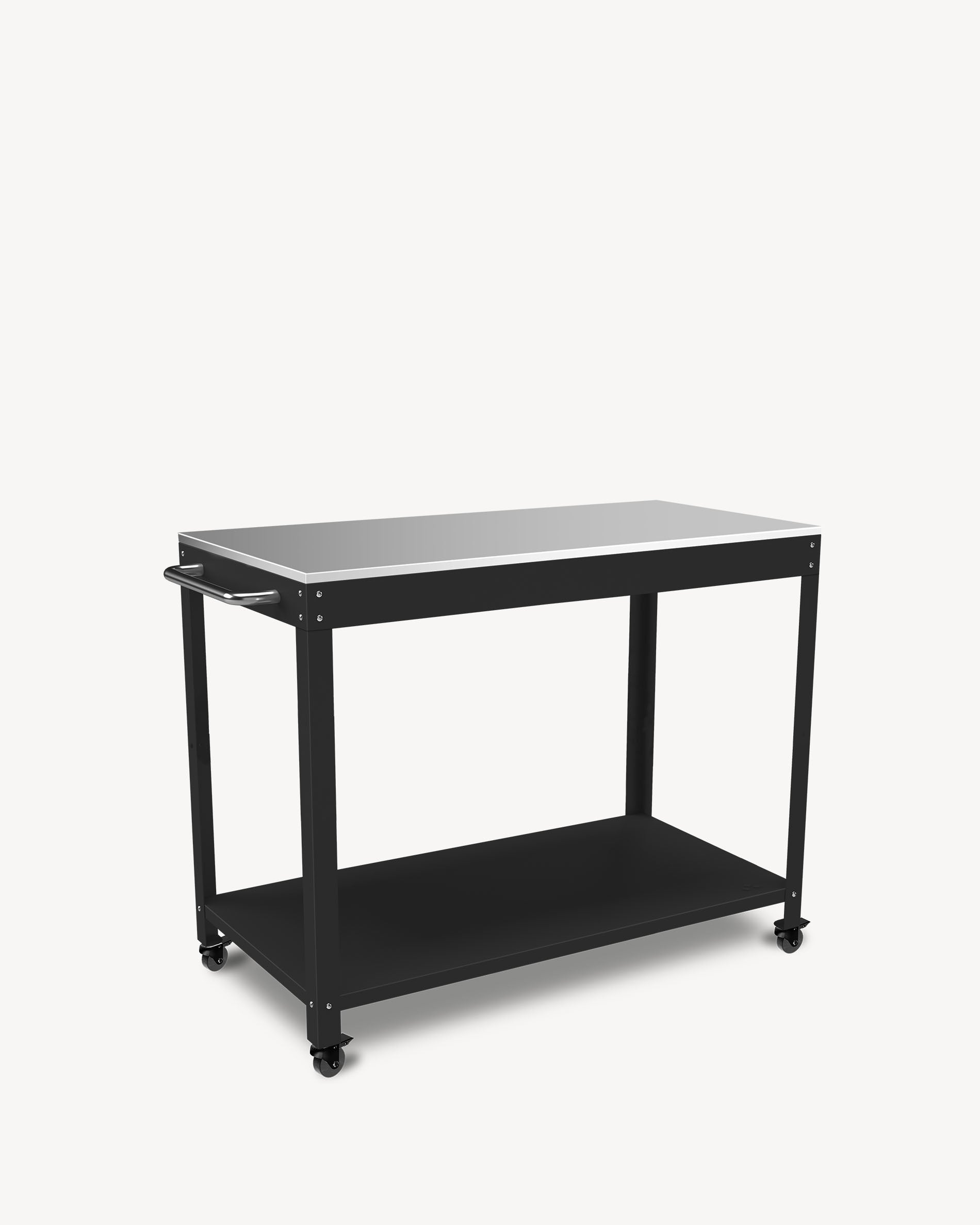 Black metal and stainless steel side table