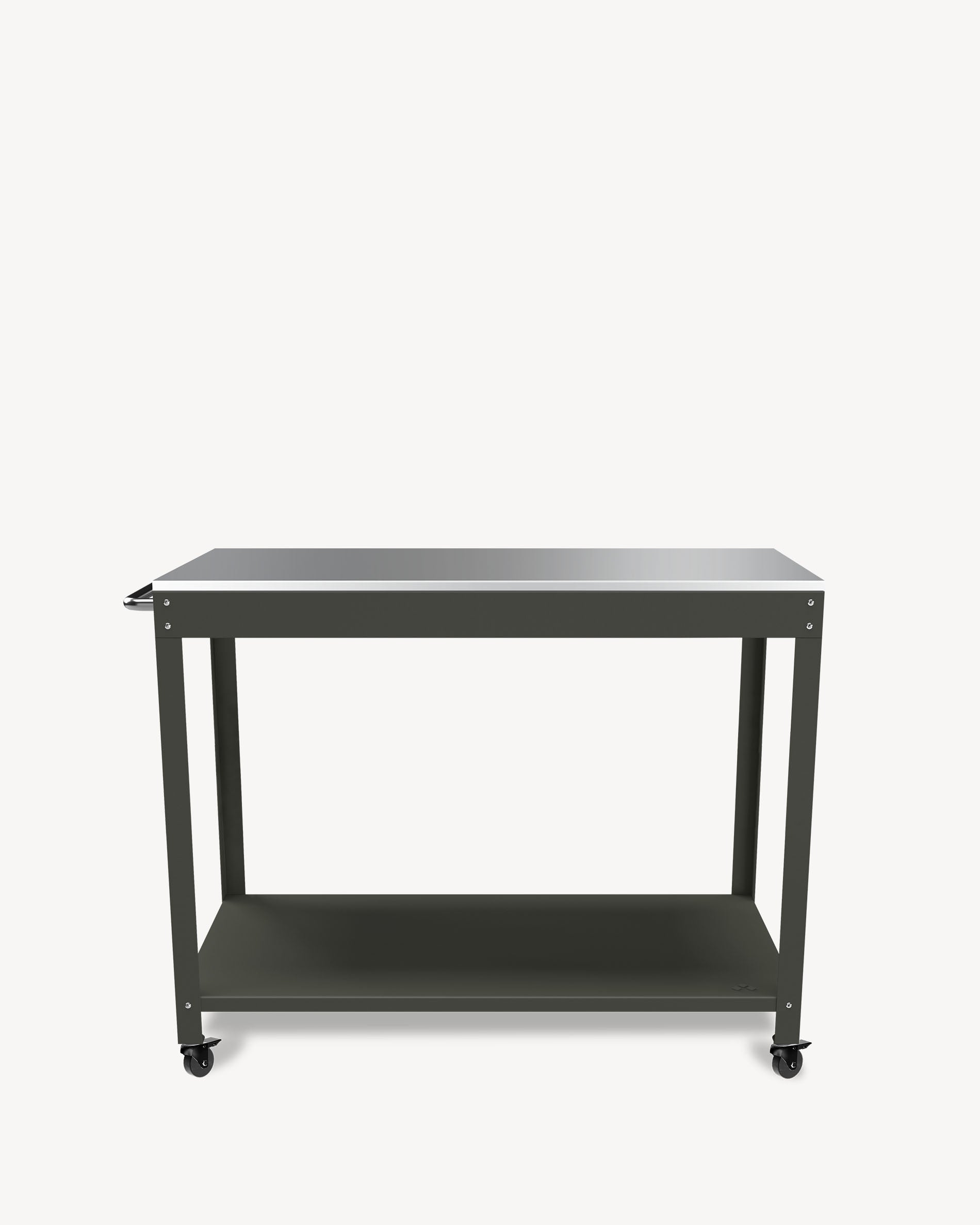 Olive green metal and stainless steel side table