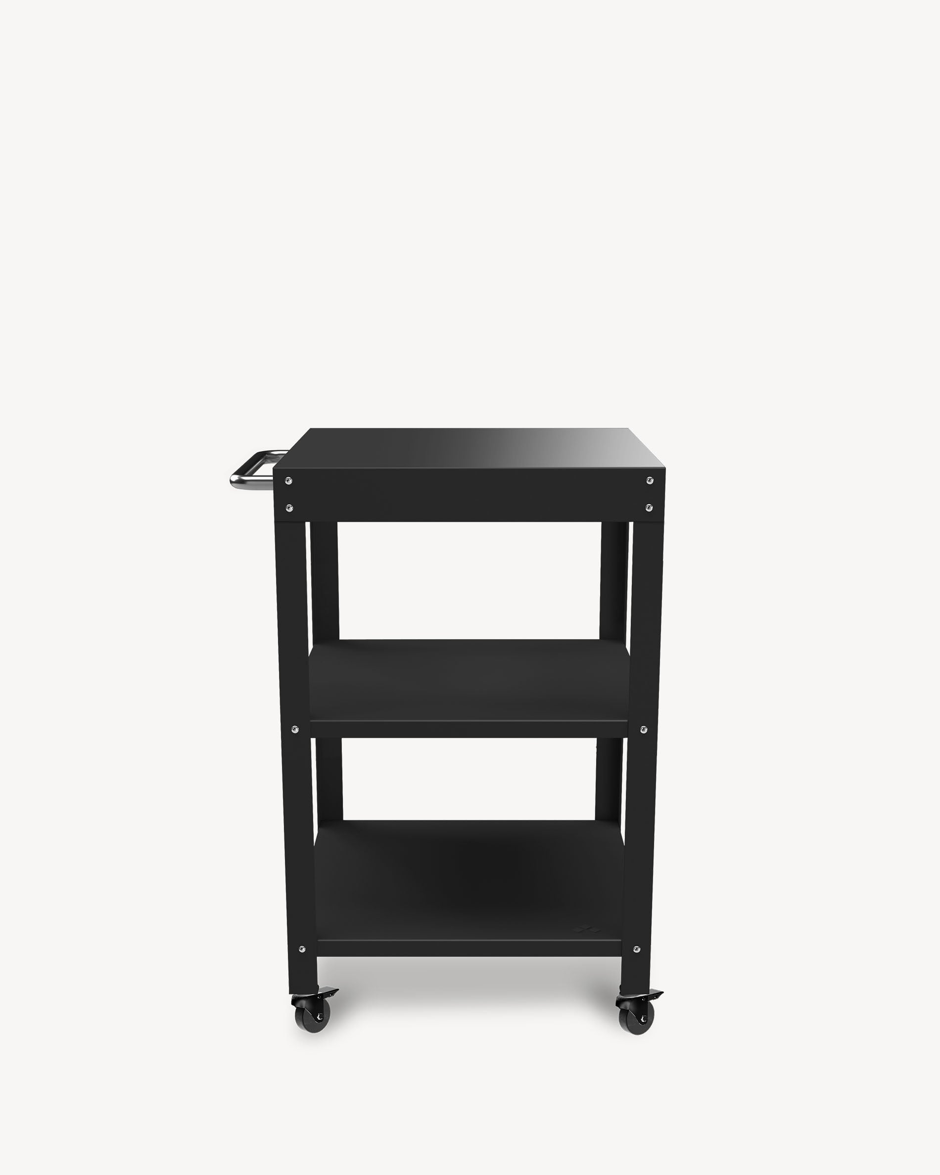 Metal side table with black top