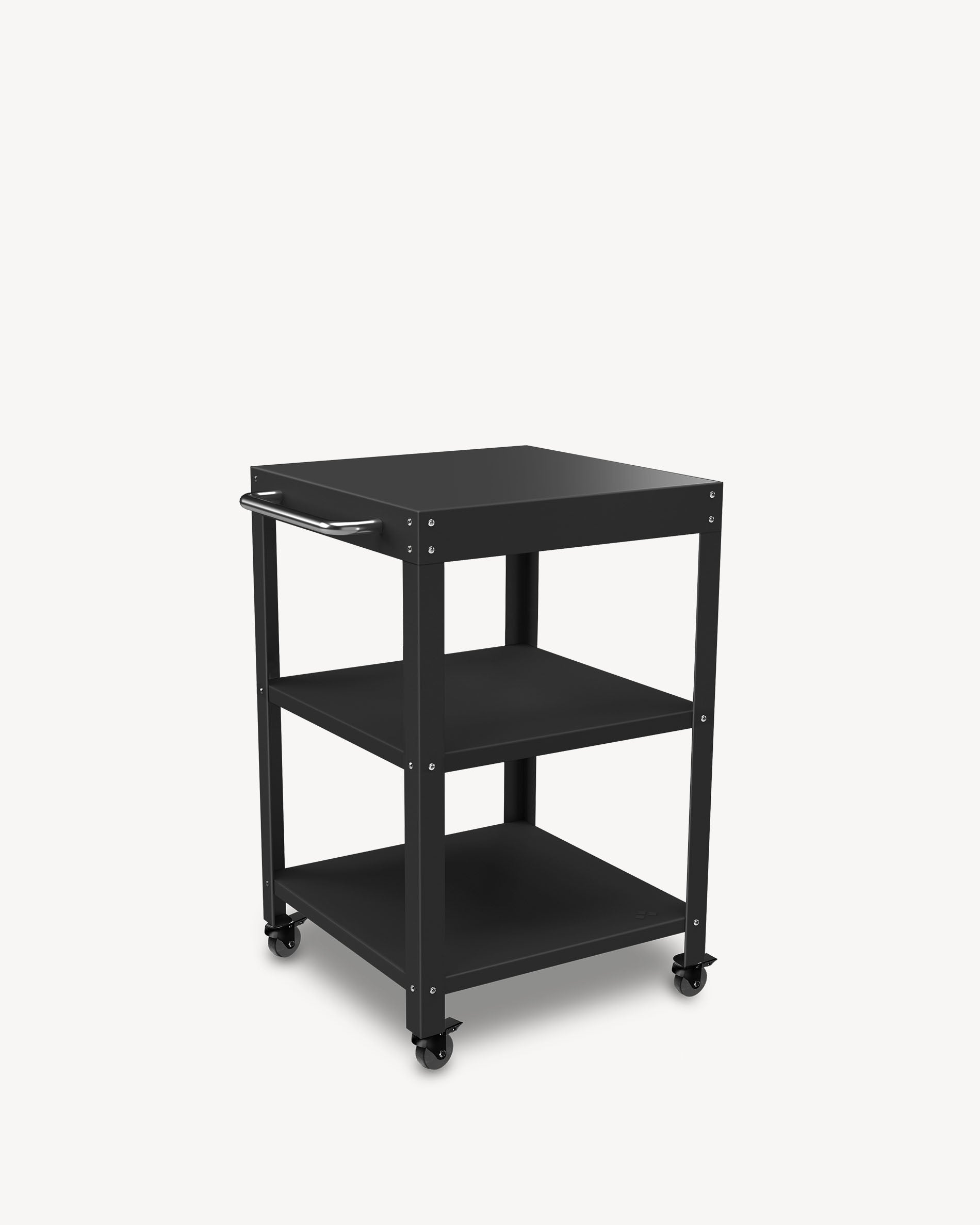 Metal side table with black top