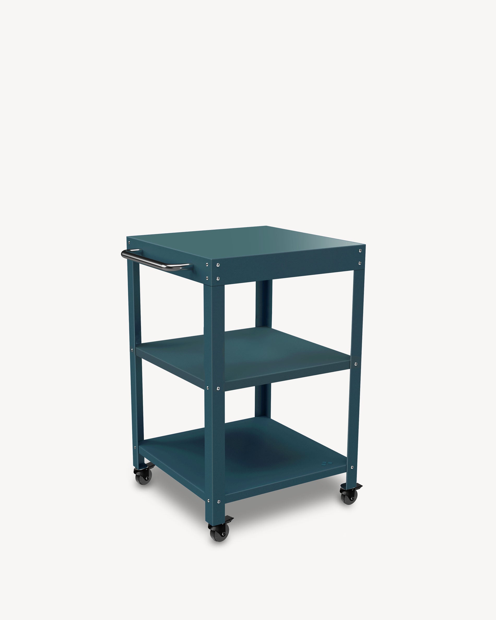Metal side table with ocean blue top