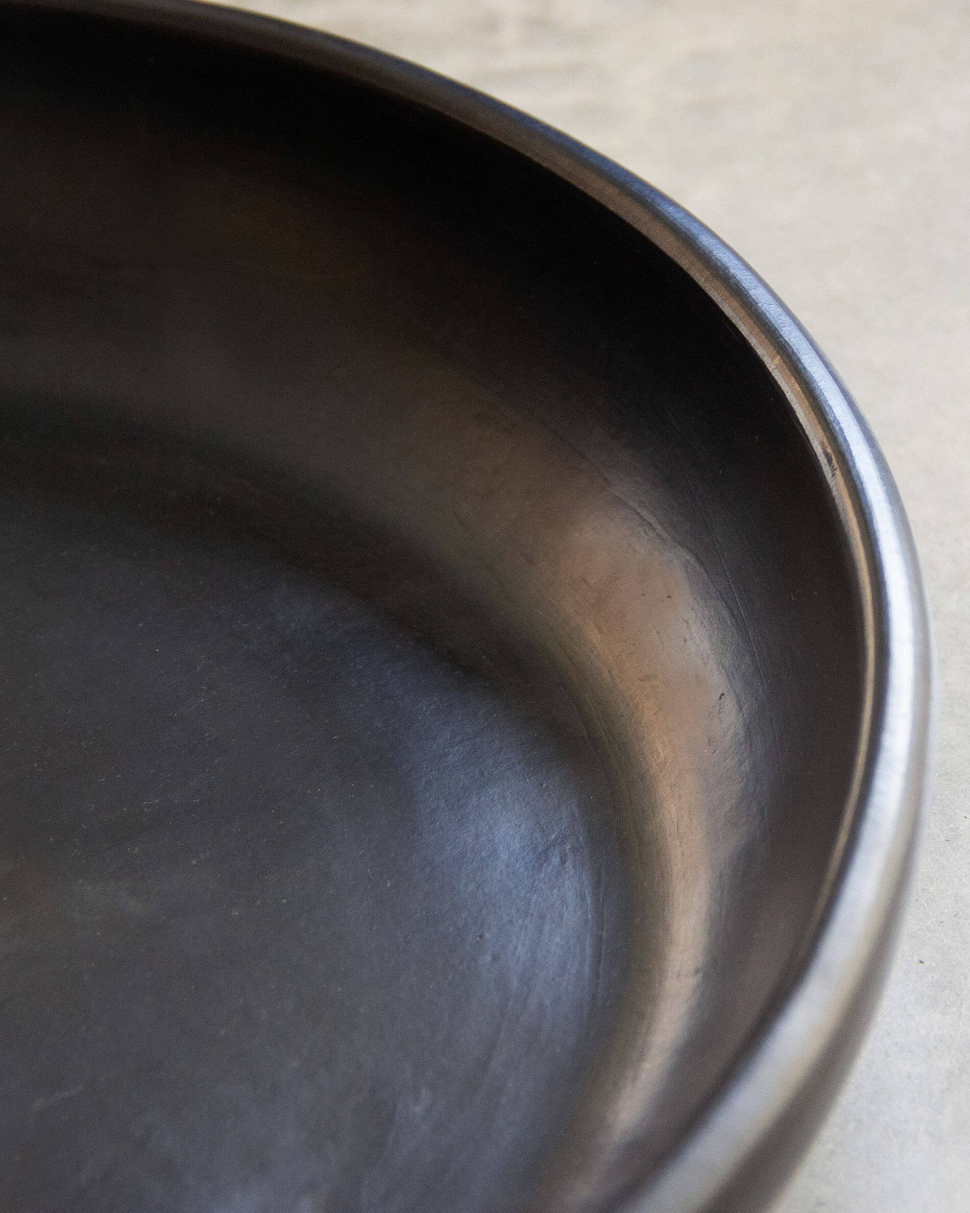 Large round Chamba black clay dish