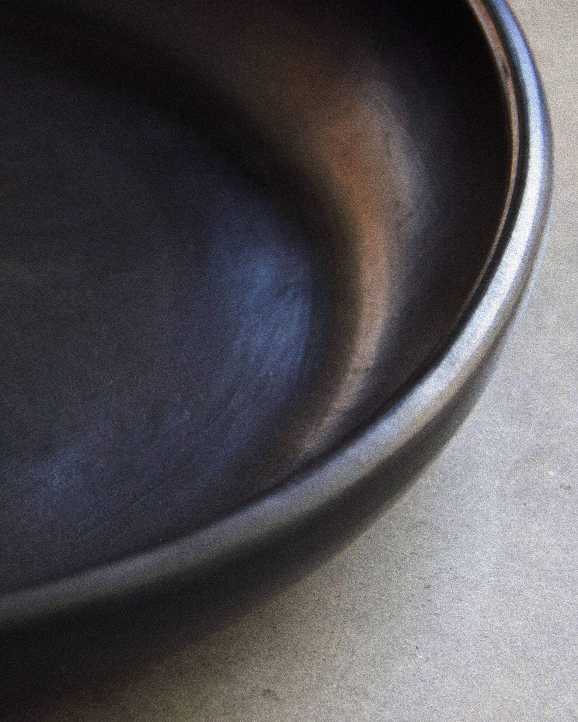 Large round Chamba black clay dish