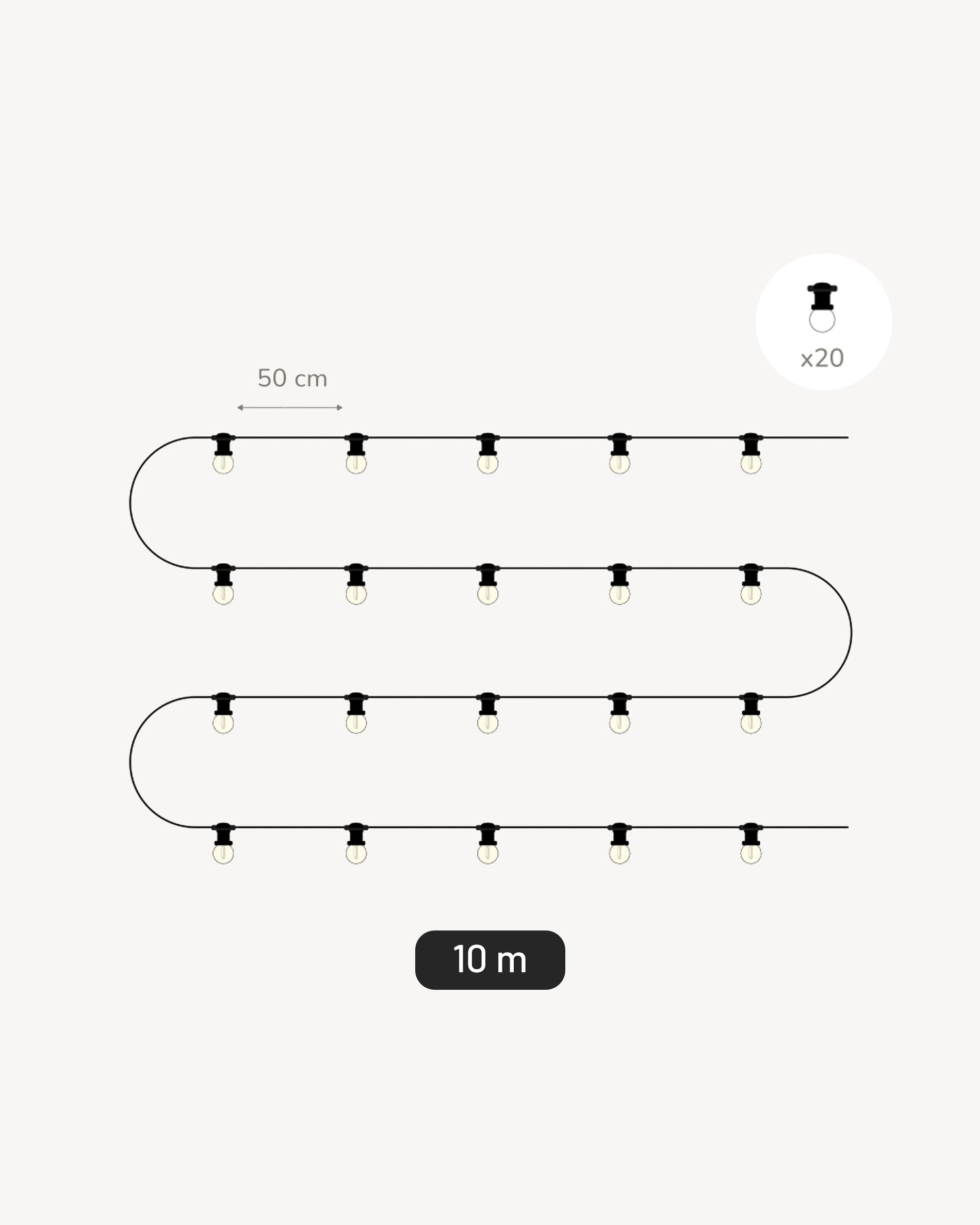 Round filament string lights