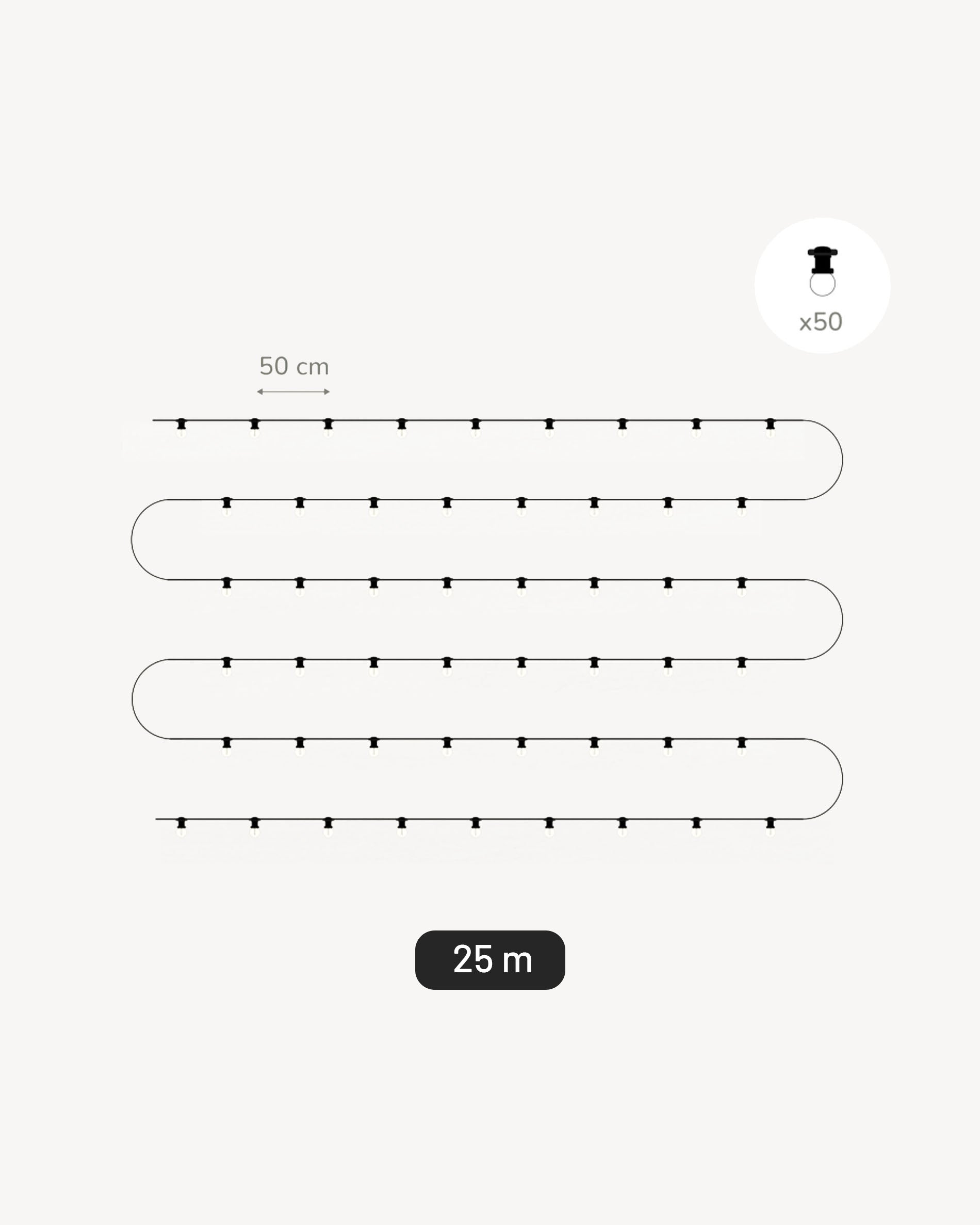 Round filament string lights