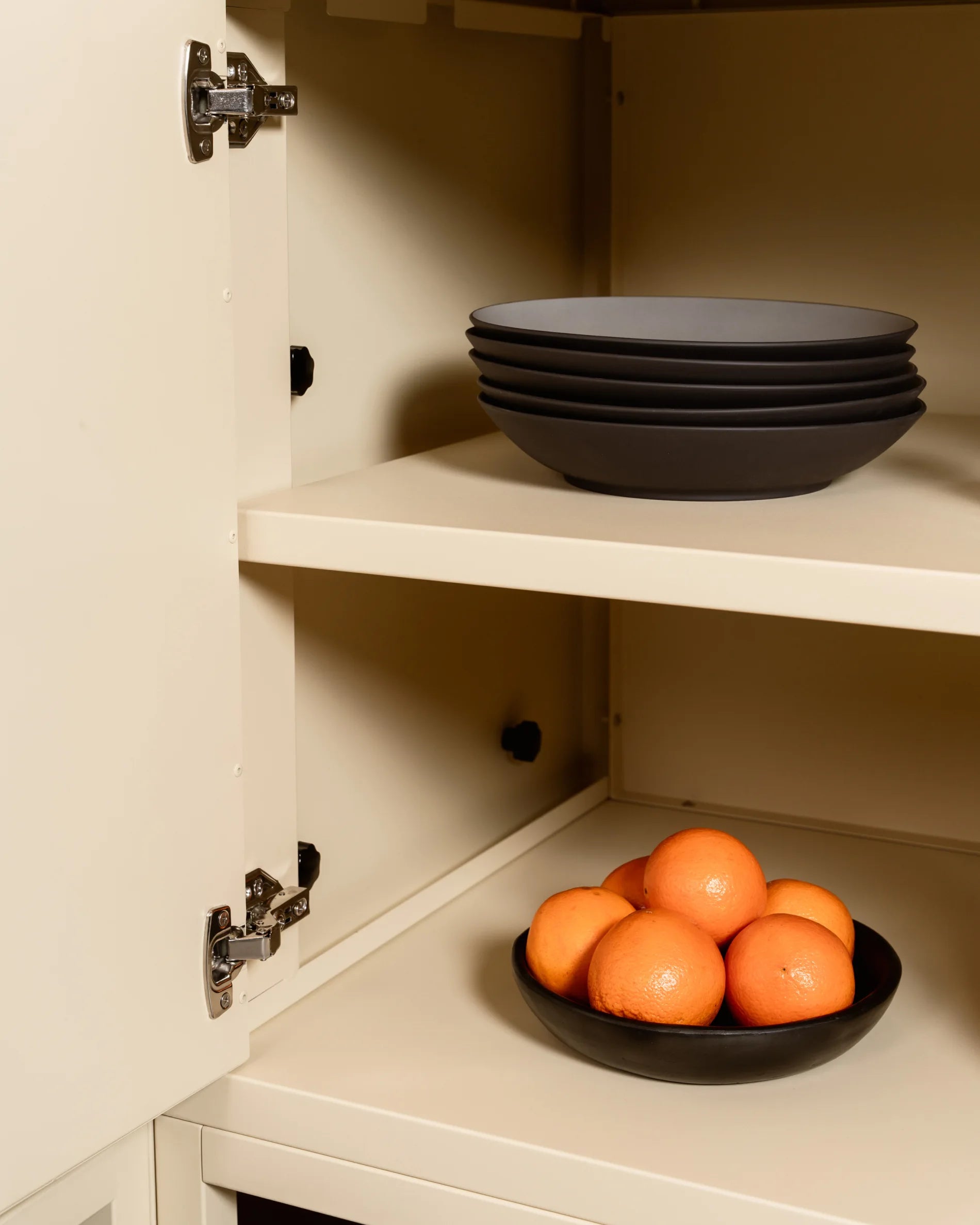 Kokko cream storage module with open door and interior shelves