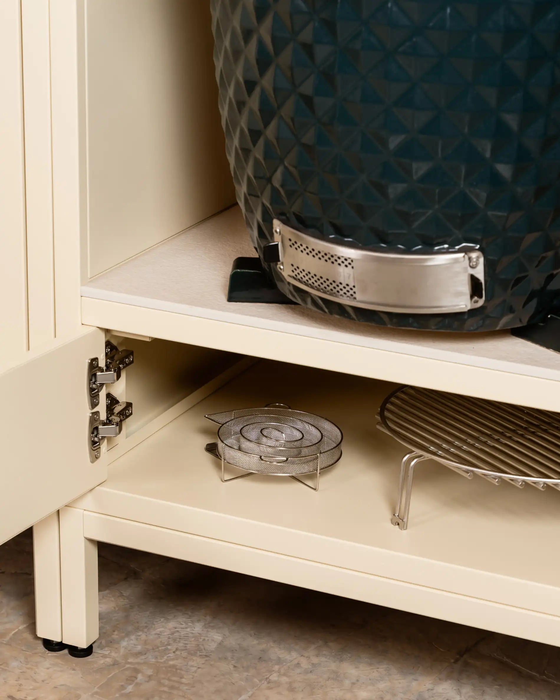 Cream Kokko kamado module with open niche and lower storage