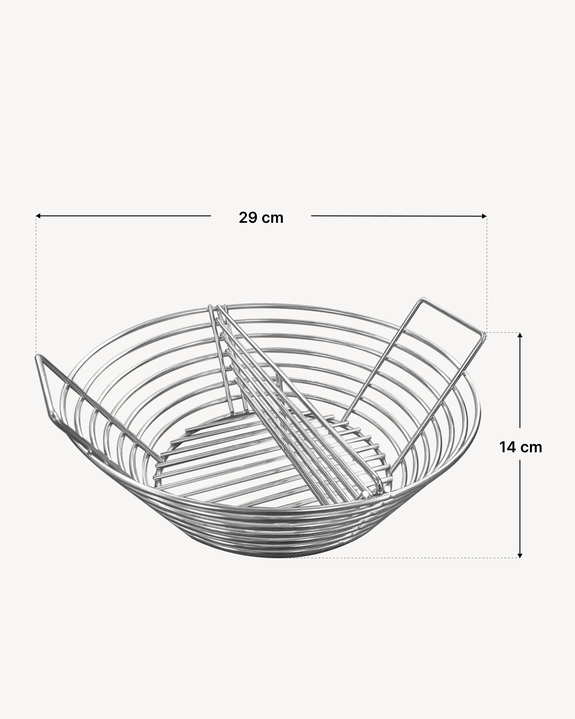 Stainless steel charcoal basket dimensions for Kokko L 18"