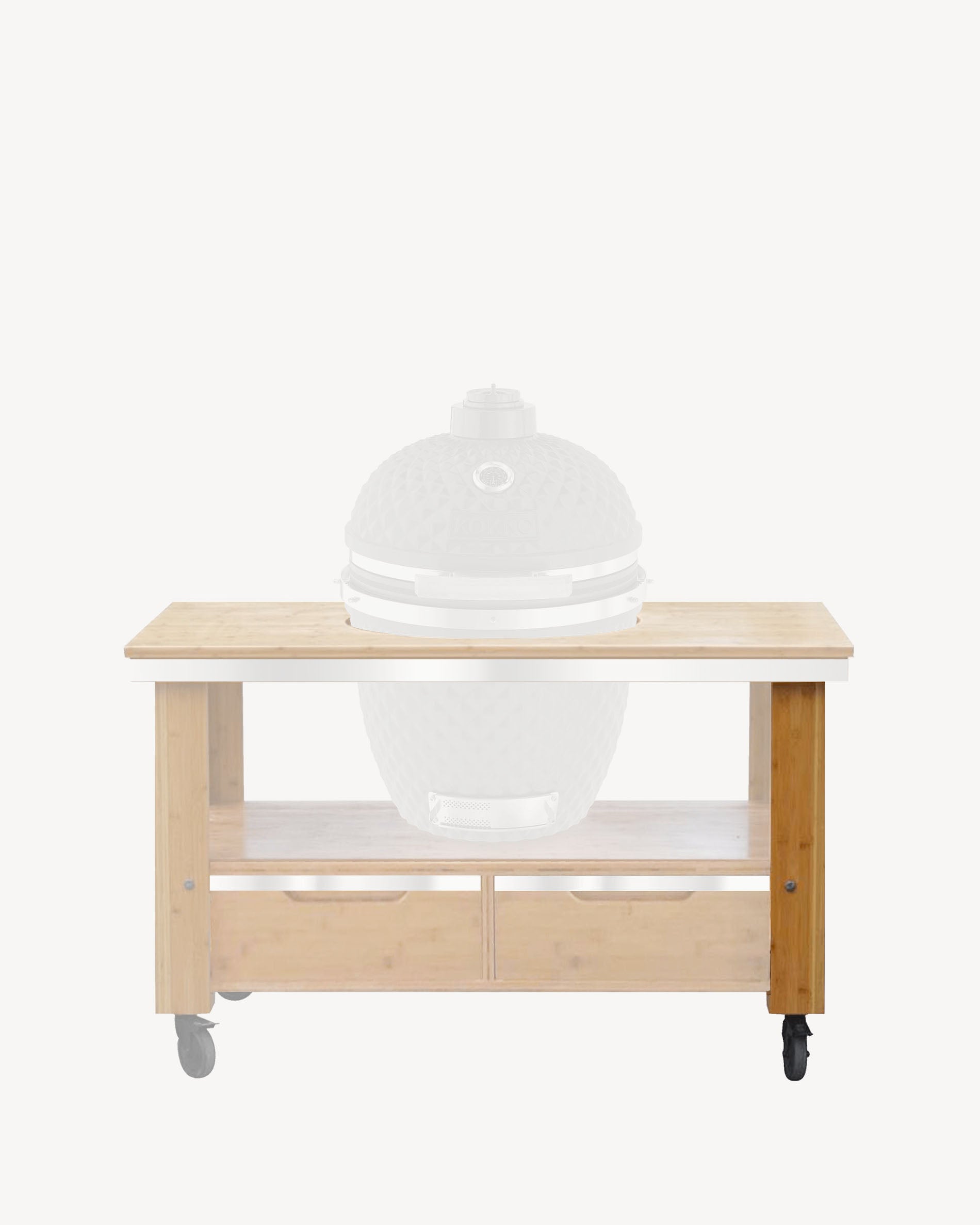 Wooden cart with drawers designed to support a Kokko kamado.