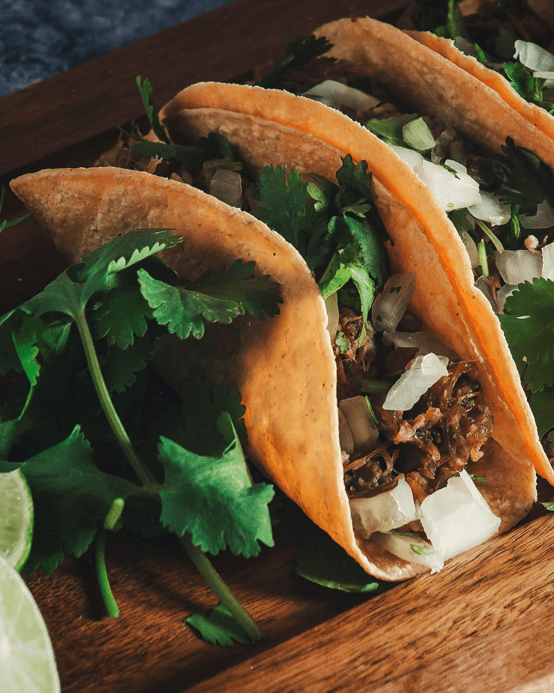 Tacos on stainless steel taco rack
