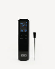 Smart thermometer with probe for meat cooking on kamado