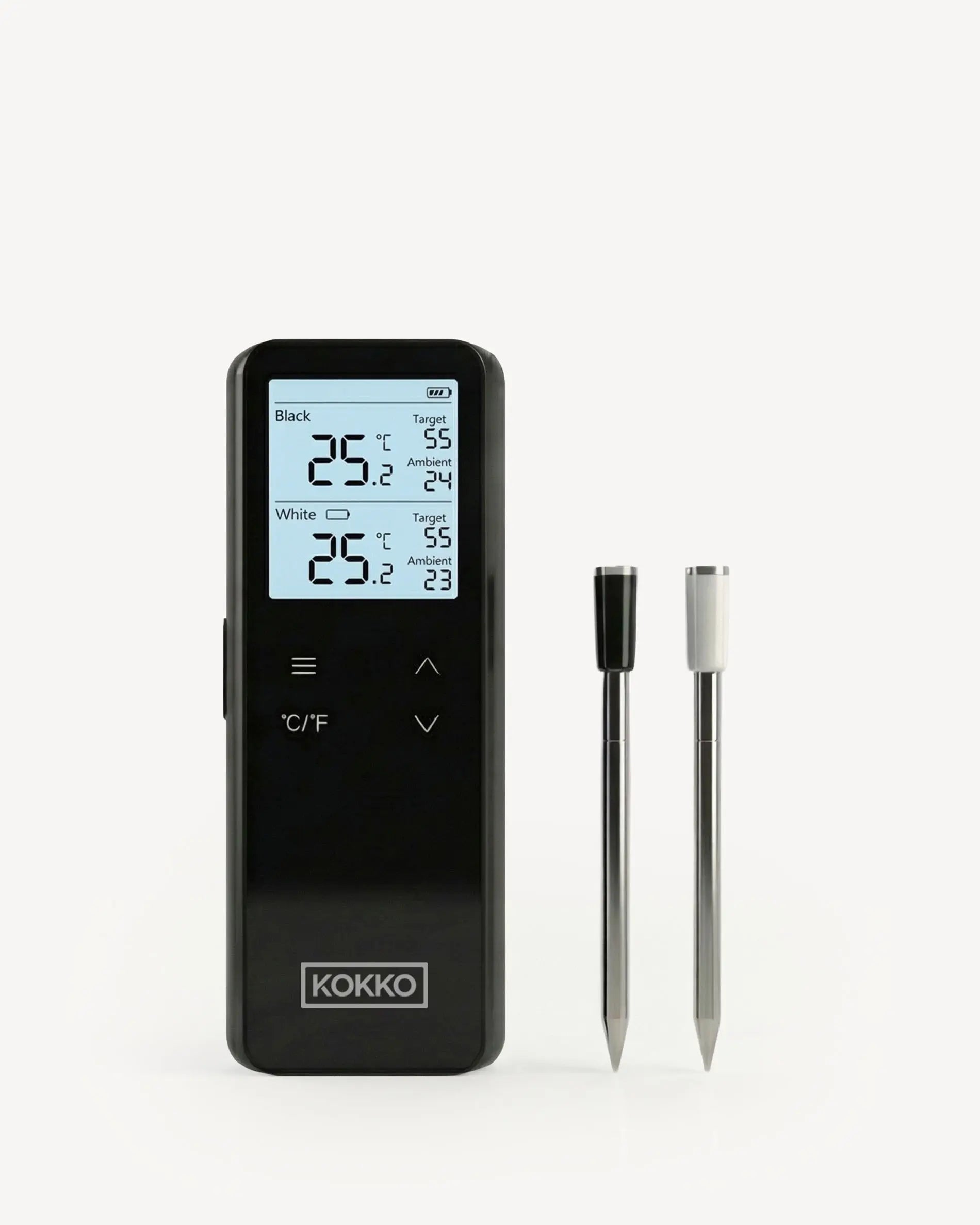Digital thermometer with probes for precise kamado cooking